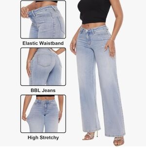 Stylish Light Blue Wide Leg Jeans for Women